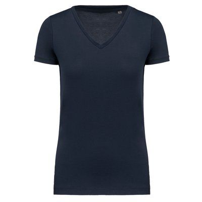 Camiseta algodón chica cuello pico Navy M