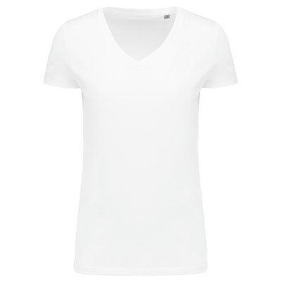 Camiseta algodón chica cuello pico White XS