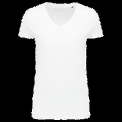 Camiseta algodón chica cuello pico White XXL