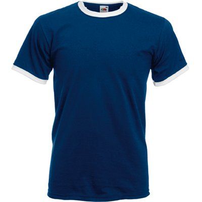 Camiseta de algodón con cuello contrastado Navy / White XXL