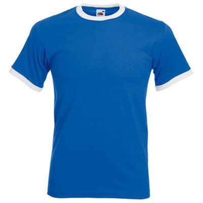 Camiseta de algodón con cuello contrastado Royal Blue / White 3XL