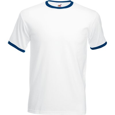 Camiseta de algodón con cuello contrastado White / Navy 3XL