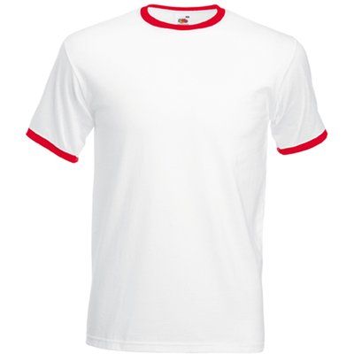 Camiseta de algodón con cuello contrastado White / Red S