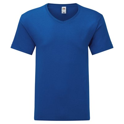 Camiseta Algodón Cuello Pico Adulto Azul S