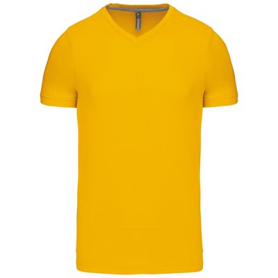 Camiseta de algodón con cuello de pico Amarillo 4XL