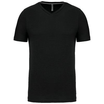 Camiseta de algodón con cuello de pico Black L