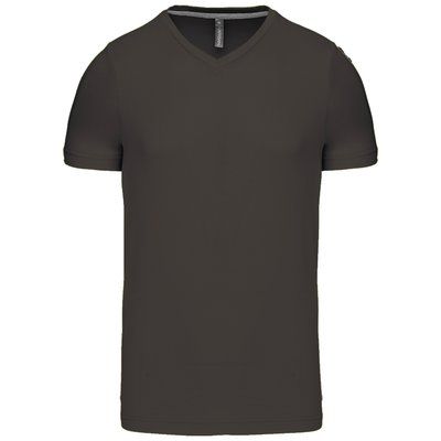 Camiseta de algodón con cuello de pico DARK GREY M