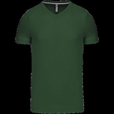 Camiseta de algodón con cuello de pico Forest Green 4XL