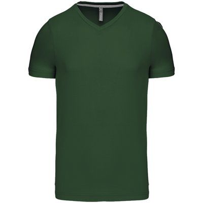 Camiseta de algodón con cuello de pico Forest Green XL