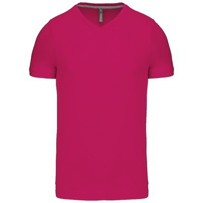 Camiseta de algodón con cuello de pico Fuchsia XL