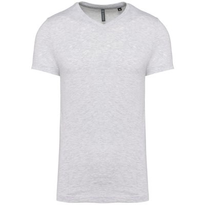 Camiseta de algodón con cuello de pico Gris XXL