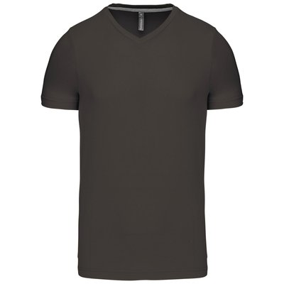 Camiseta de algodón con cuello de pico Gris XXL