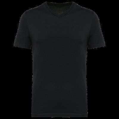 Camiseta algodón cuello de pico hombre Black 4XL