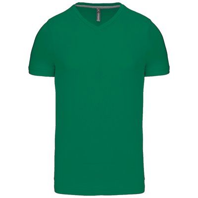 Camiseta de algodón con cuello de pico Kelly Green S