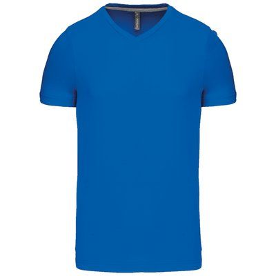 Camiseta de algodón con cuello de pico Light Royal Blue M