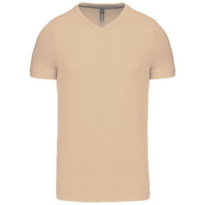 Camiseta de algodón con cuello de pico Light Sand 3XL