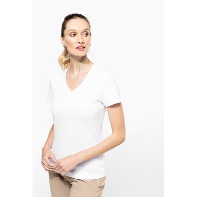 Camiseta algodón cuello pico mujer