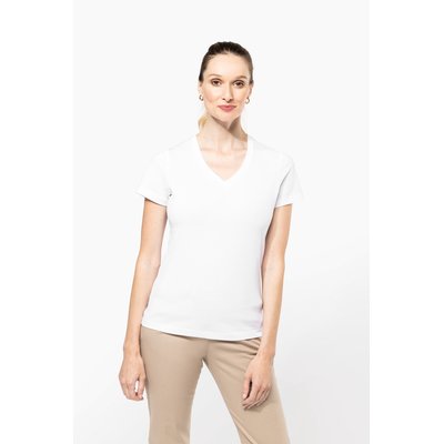 Camiseta algodón cuello pico mujer