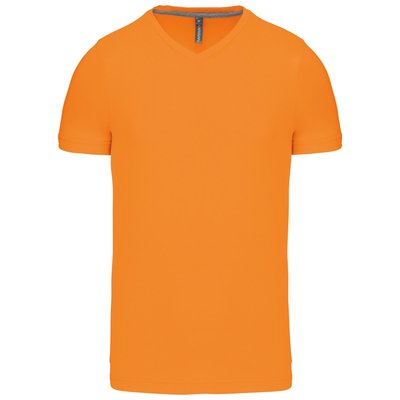 Camiseta de algodón con cuello de pico Naranja M