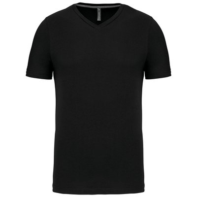 Camiseta de algodón con cuello de pico Negro XXL