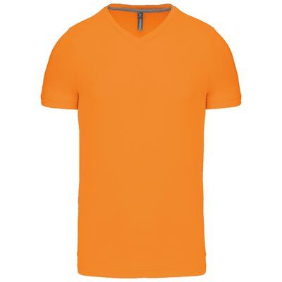 Camiseta de algodón con cuello de pico Orange 4XL