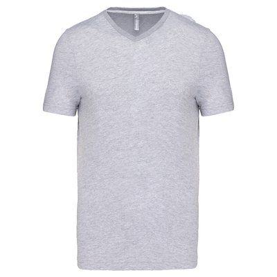 Camiseta de algodón con cuello de pico Oxford Grey M