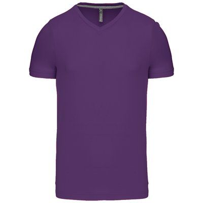 Camiseta de algodón con cuello de pico Purple L