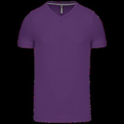 Camiseta de algodón con cuello de pico Purple XL