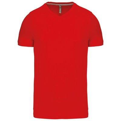 Camiseta de algodón con cuello de pico Rojo 3XL