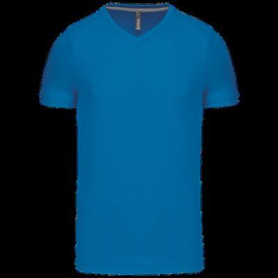 Camiseta de algodón con cuello de pico Tropical Blue 4XL