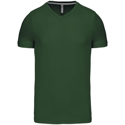 Camiseta de algodón con cuello de pico Verde 3XL