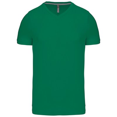 Camiseta de algodón con cuello de pico Verde 3XL