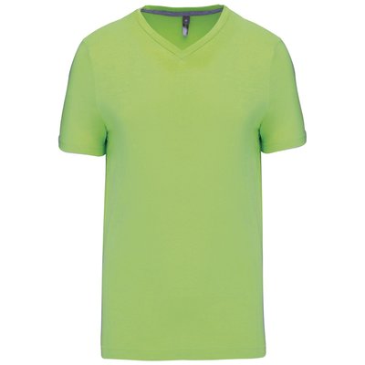 Camiseta de algodón con cuello de pico Verde 3XL