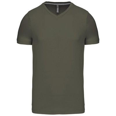 Camiseta de algodón con cuello de pico Verde XXL