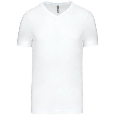 Camiseta de algodón con cuello de pico White S