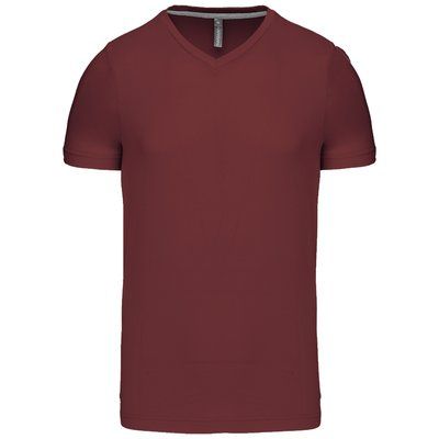 Camiseta de algodón con cuello de pico Wine M