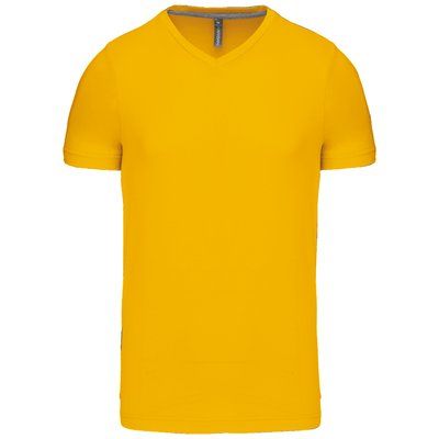 Camiseta de algodón con cuello de pico Yellow 3XL