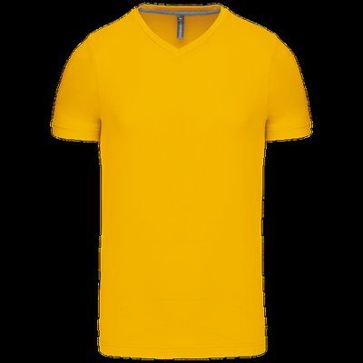 Camiseta de algodón con cuello de pico Yellow 4XL