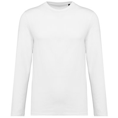 Camiseta algodón cuello redondo manga larga Blanco M