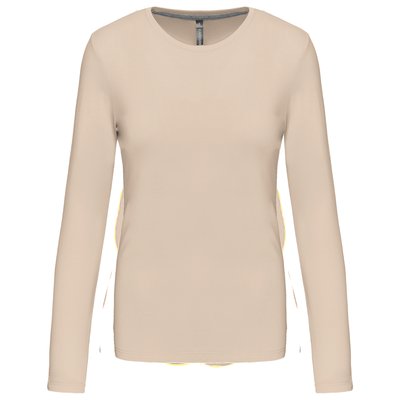 Camiseta algodón de manga larga mujer Beige M