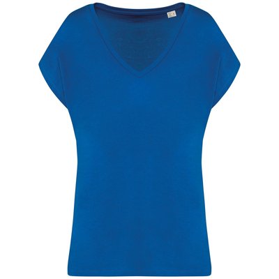 Camiseta algodón orgánico mujer holgada Azul M