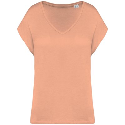 Camiseta algodón orgánico mujer holgada Naranja L