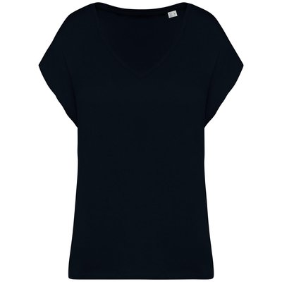 Camiseta algodón orgánico mujer holgada Negro M