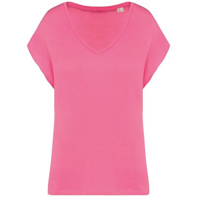 Camiseta algodón orgánico mujer holgada Rosa L