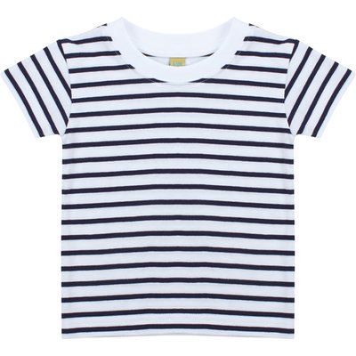 Camiseta de bebé a rayas de algodón White / Oxford Navy 0/6M