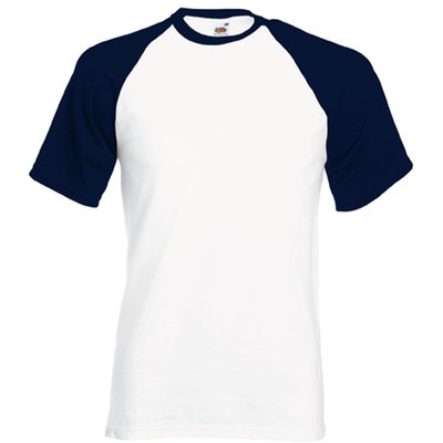 Camiseta de Béisbol Cuello y Mangas Contrastadas Blanco S