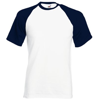 Camiseta de Béisbol Cuello y Mangas Contrastadas White / Deep Navy 3XL