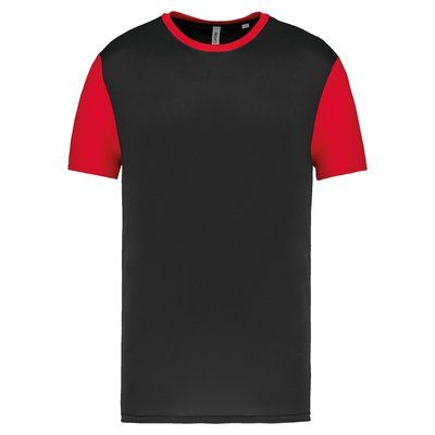 Camiseta bicolor adulto poliéster Black / Sporty Red 3XL