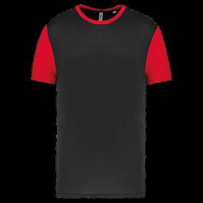 Camiseta bicolor adulto poliéster Black / Sporty Red L