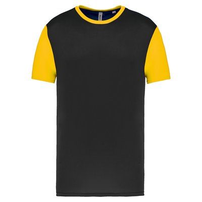 Camiseta bicolor adulto poliéster Black / Sporty Yellow 3XL